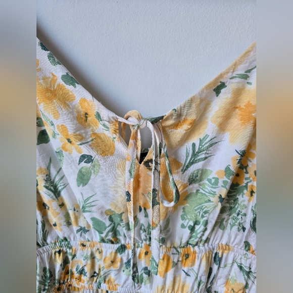 Rachel Zoe Floral Yellow White Dress Midi Flowy Sleeve Pockets Rayon Size XL - Picture 4 of 9